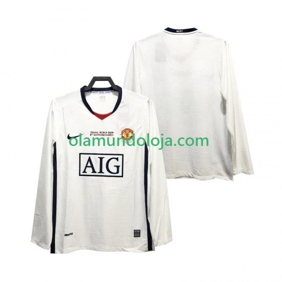 Camisola Manchester United Champions League 2009 Retro Homem Equipamento Segundo 2008 Manga Comprida